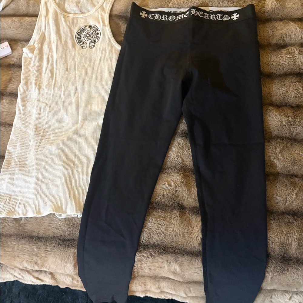Chrome Hearts Black Leggings for Women (Top&Bottom Set)